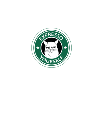 Expresso Yourself tricou Pisică cu cafea model negru pe tricou