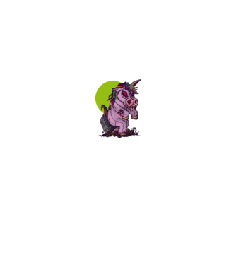 Zombie unicorn model negru pe tricou