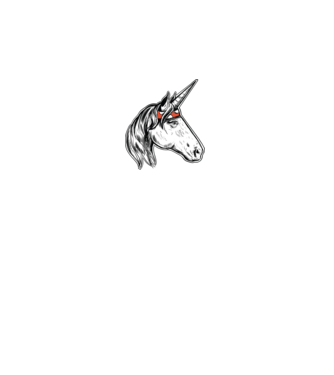 Cal Unicorn model alb pe tricou