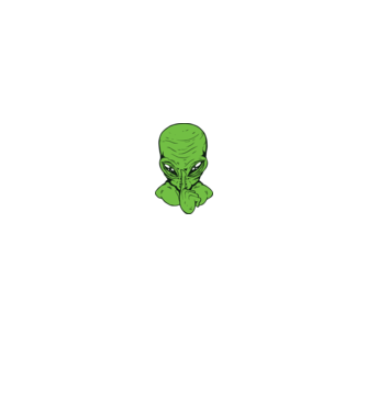 Alien Psst model negru pe tricou
