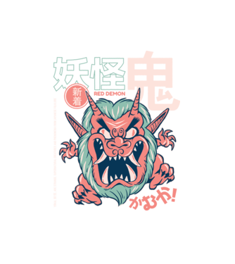 Oni Yokai Anime model alb pe tricou