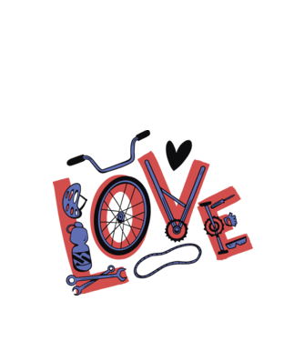 Love Bicicletă model alb pe tricou