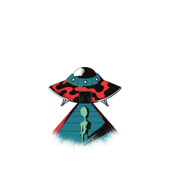 Alien Ufo model negru pe tricou