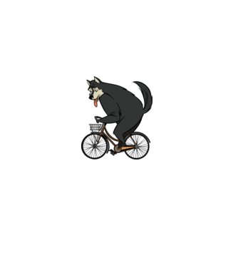 Lup pe bicicletă model alb pe tricou