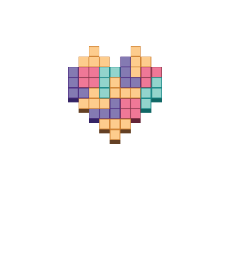 Inimă Tetris model roz deschis pe tricou