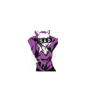 Anime fată tristă model alb pe tricou
