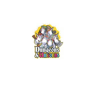 Dungeons and Unicorns model albastru închis pe tricou