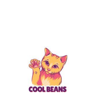 Cool Beans - talpă pisică model alb pe tricou