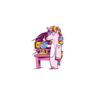 Unicorn Cafea model alb pe tricou