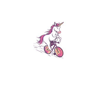 unicorn cu bicicletă model alb pe tricou
