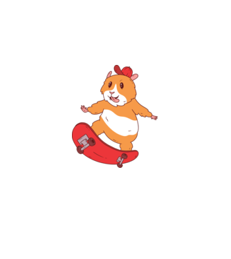 Hamster Skateboarder model albastru deschis pe tricou