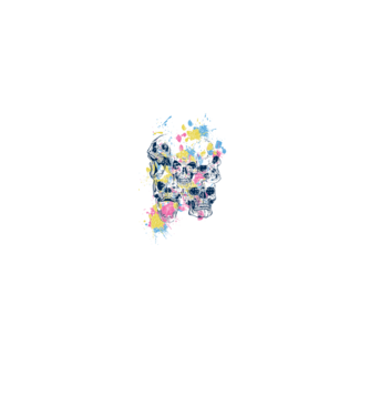 Cranii colorate model alb pe tricou
