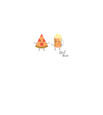 Best Buds - Pizza + Beer model gri pe tricou