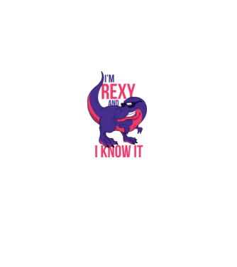 'I''m Rexy and I know it - tricou dinozaur amuzant' model liliachiu pe tricou
