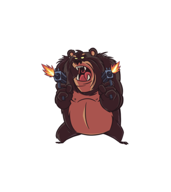 Pew Pew Pew Madafakas Urs model alb pe tricou