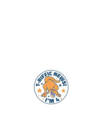'T-rex Terrific news i''m 4' model albastru deschis pe tricou