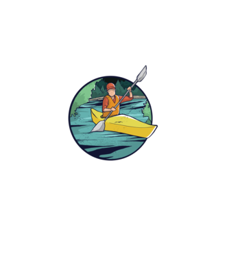 Caiac-canoe model negru pe tricou