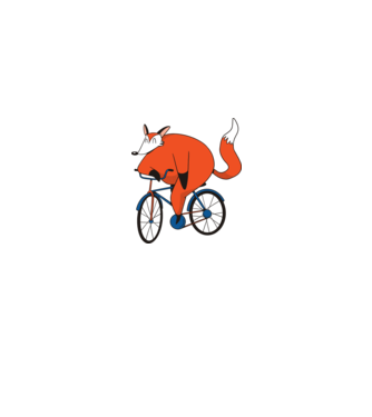 Vulpe cu bicicletă model mentă pe tricou