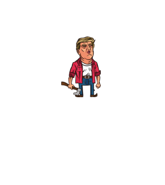 Trump tăietor de lemne model alb pe tricou