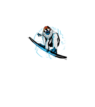 Yeti Snowboarder model alb pe tricou