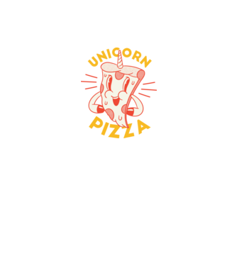 Unicorn Pizza model negru pe tricou