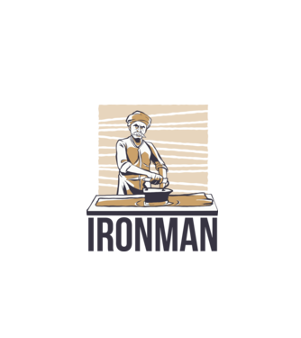 Ironman Om care calcă (montează metal) model alb pe tricou