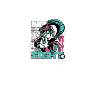 Anime Fată Lunetistă model negru pe tricou