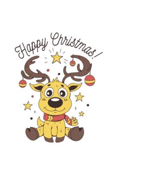 Happy Christmas Reindeer Alb model negru pe tricou