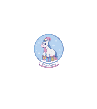 Glob de zăpadă drăguț, de Crăciun, cu Unicorn model negru pe tricou