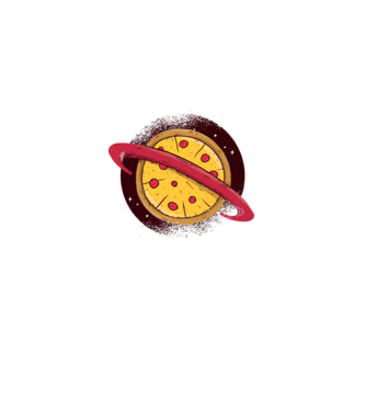 Pizza Planetă model gri pe tricou