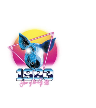 1983 Year of the Pig model alb pe tricou