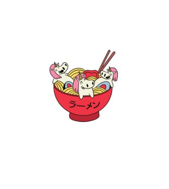 Unicorn Ramen model roz deschis pe tricou