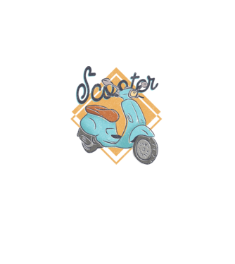 Scooter model alb pe tricou