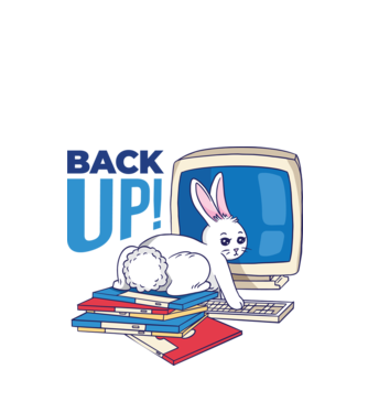 Back up bunny model alb pe tricou