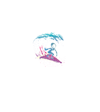 Alien Pizza Surf tricou amuzant model negru pe tricou