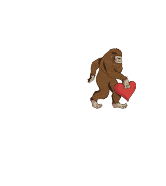 Bigfoot Yeti cu inimă model galben neon pe tricou