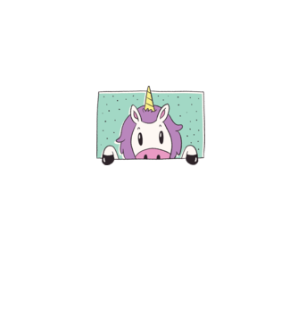Unicorn curios model alb pe tricou