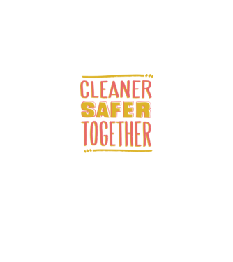 Cleaner Safer Together model alb pe tricou