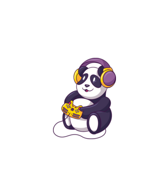 Gamer Panda model gri pe tricou