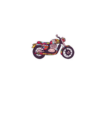 Motociclist Hippi model albastru jeanși pe tricou