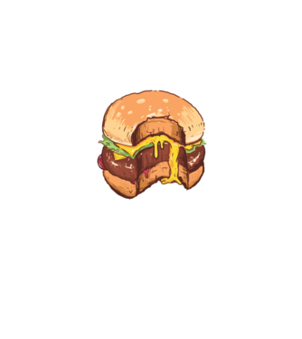 Hamburger model albastru jeanși pe tricou