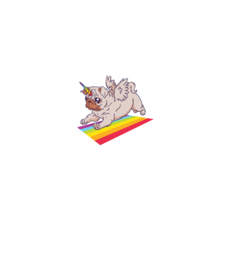 Pugicorn - mops unicorn model negru pe tricou