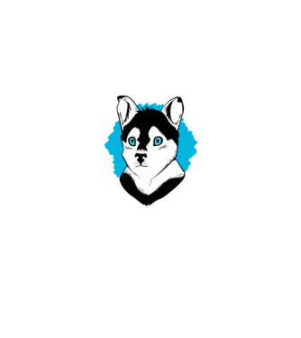 Câine Pomsky model alb pe tricou