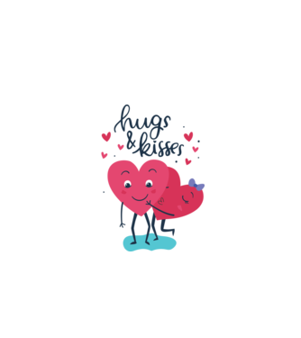 'Hugs and Kisses Tricou drăguț pentru Valentine''s Day' model alb pe tricou