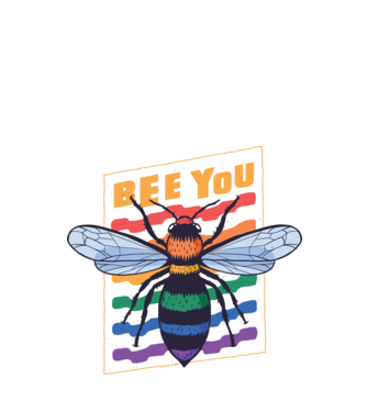 Bee You Pride model negru pe tricou