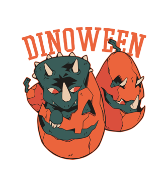 Dinoween model alb pe tricou