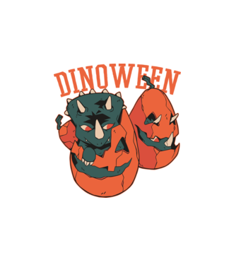 Dinoween model alb pe tricou