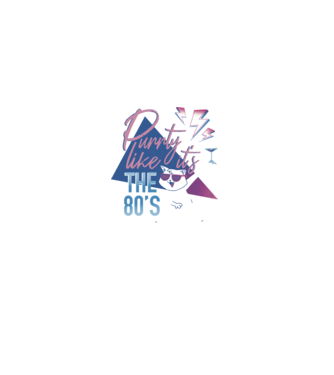 'Purrty Like it''s the 80''s' model negru pe tricou