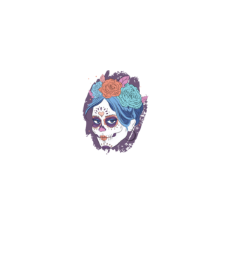 Dia de Los Muertos - Craniu cu flori model negru pe tricou