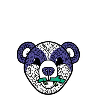 Mandala Panda model turcoaz pe tricou